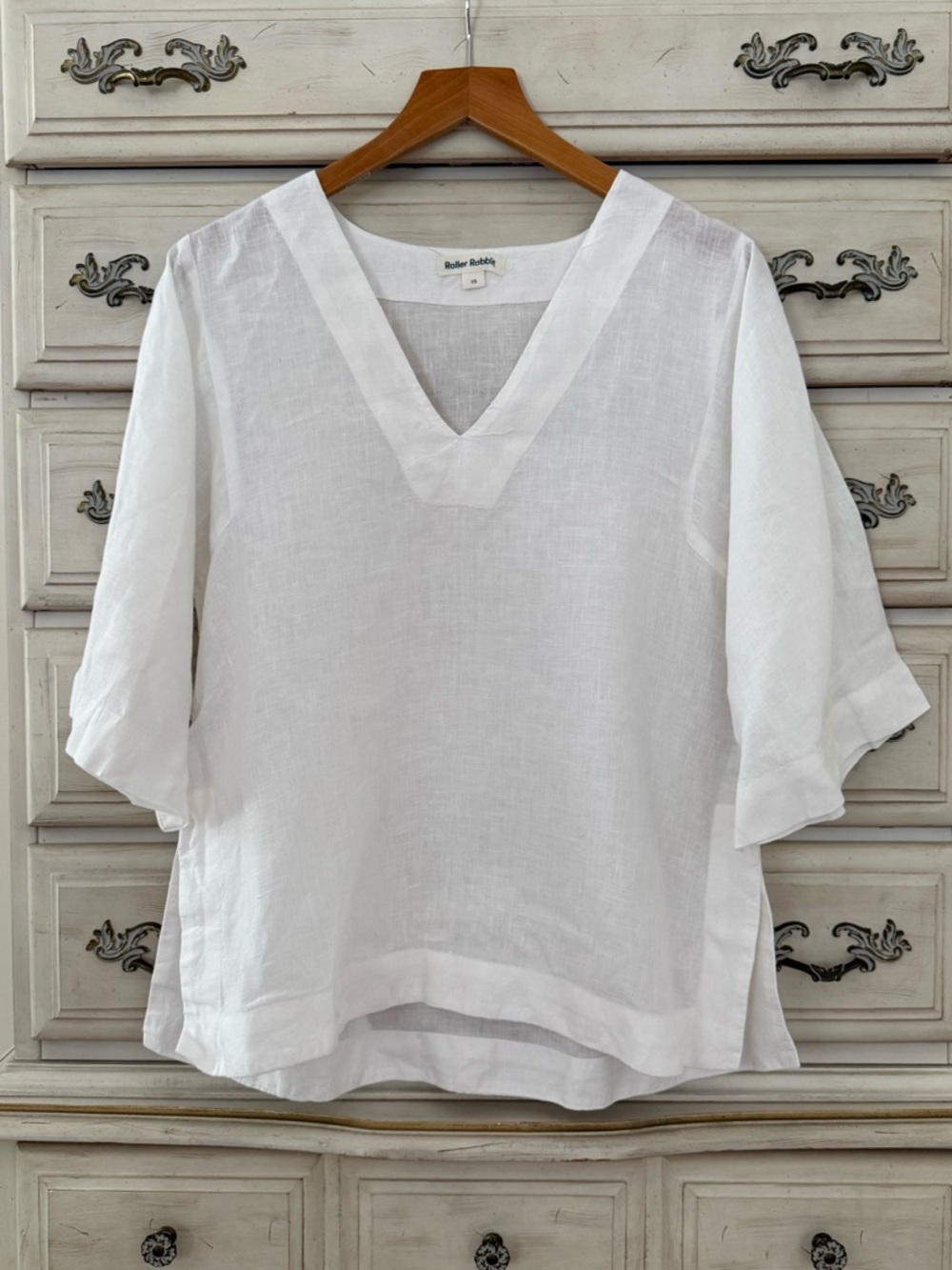 Roller Rabbit White Linen Beach Boho Top
